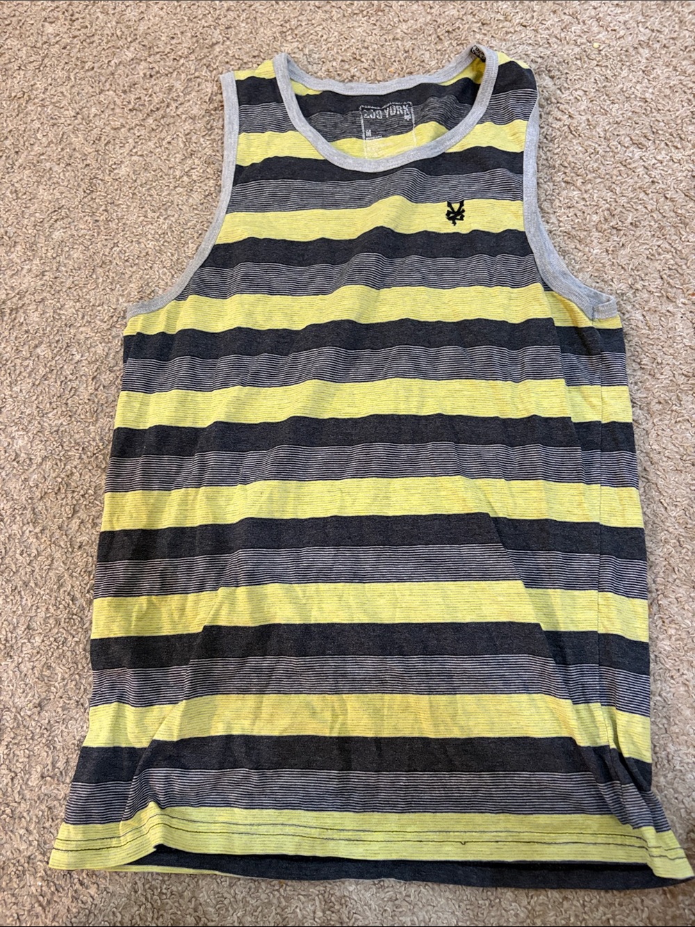 Men's Striped Tank Top - Yellow & Gray